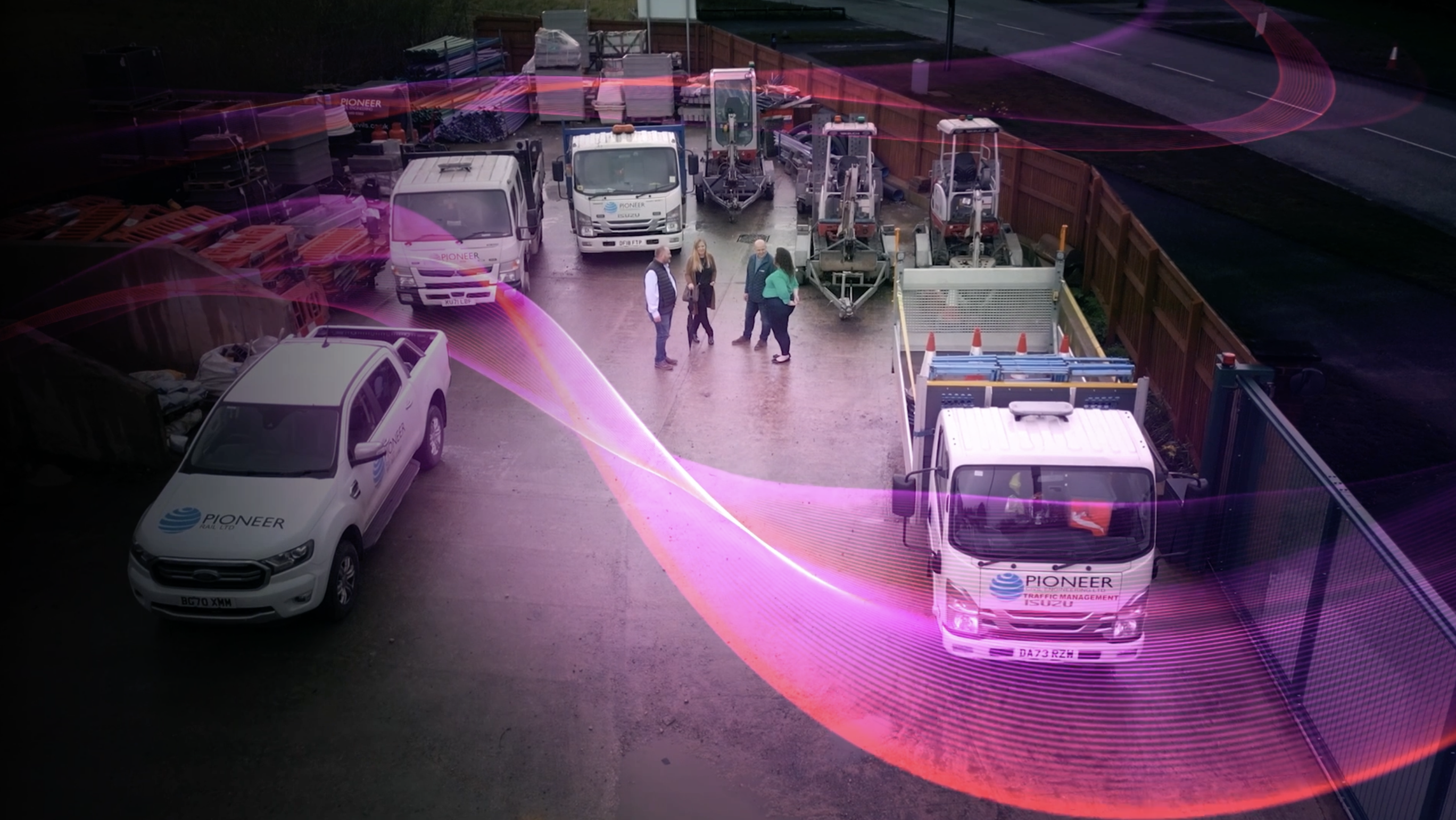Image with work vehicles
